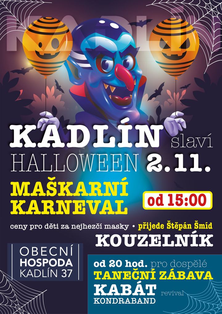 Kouzelník Štěpán Šmid - Halloweenský karneval s kouzelníkem, Kadlín, okr. Mělník